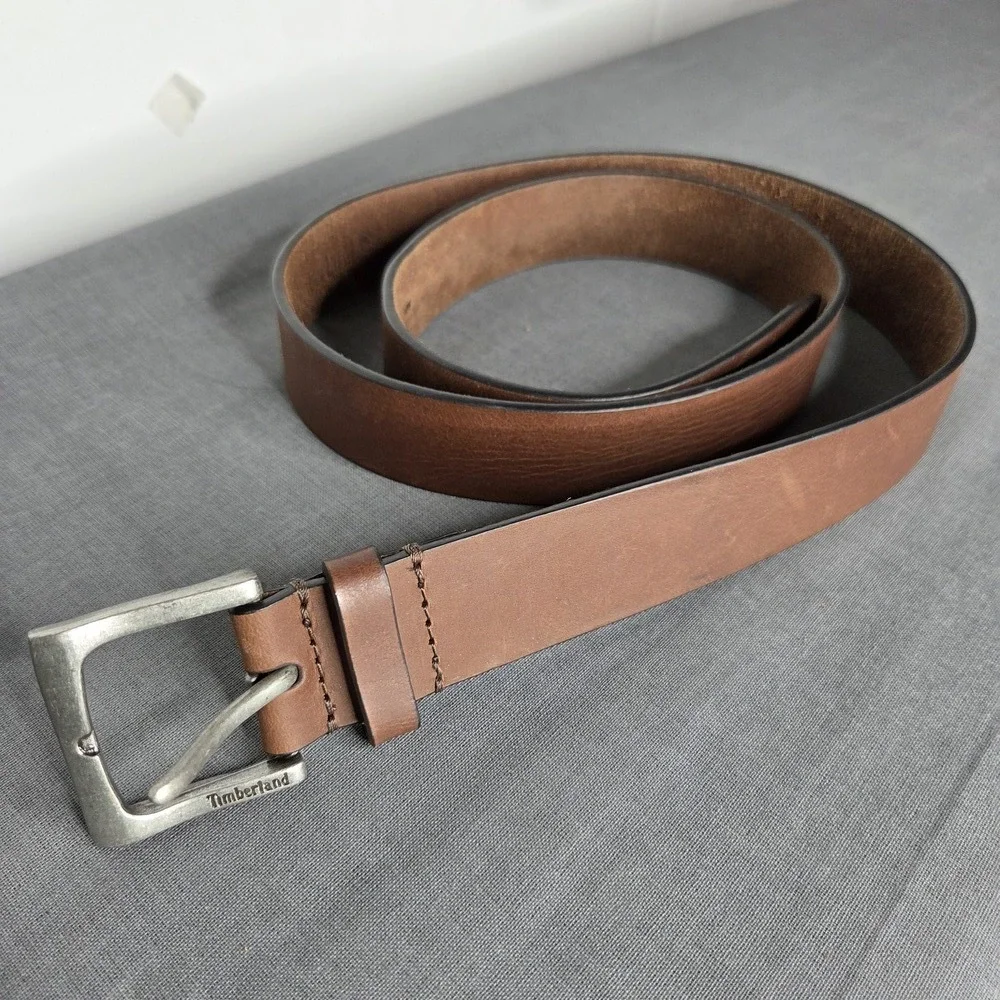 Timberland Men's Buffalo Leather Belt Antiqued Brass Size 40